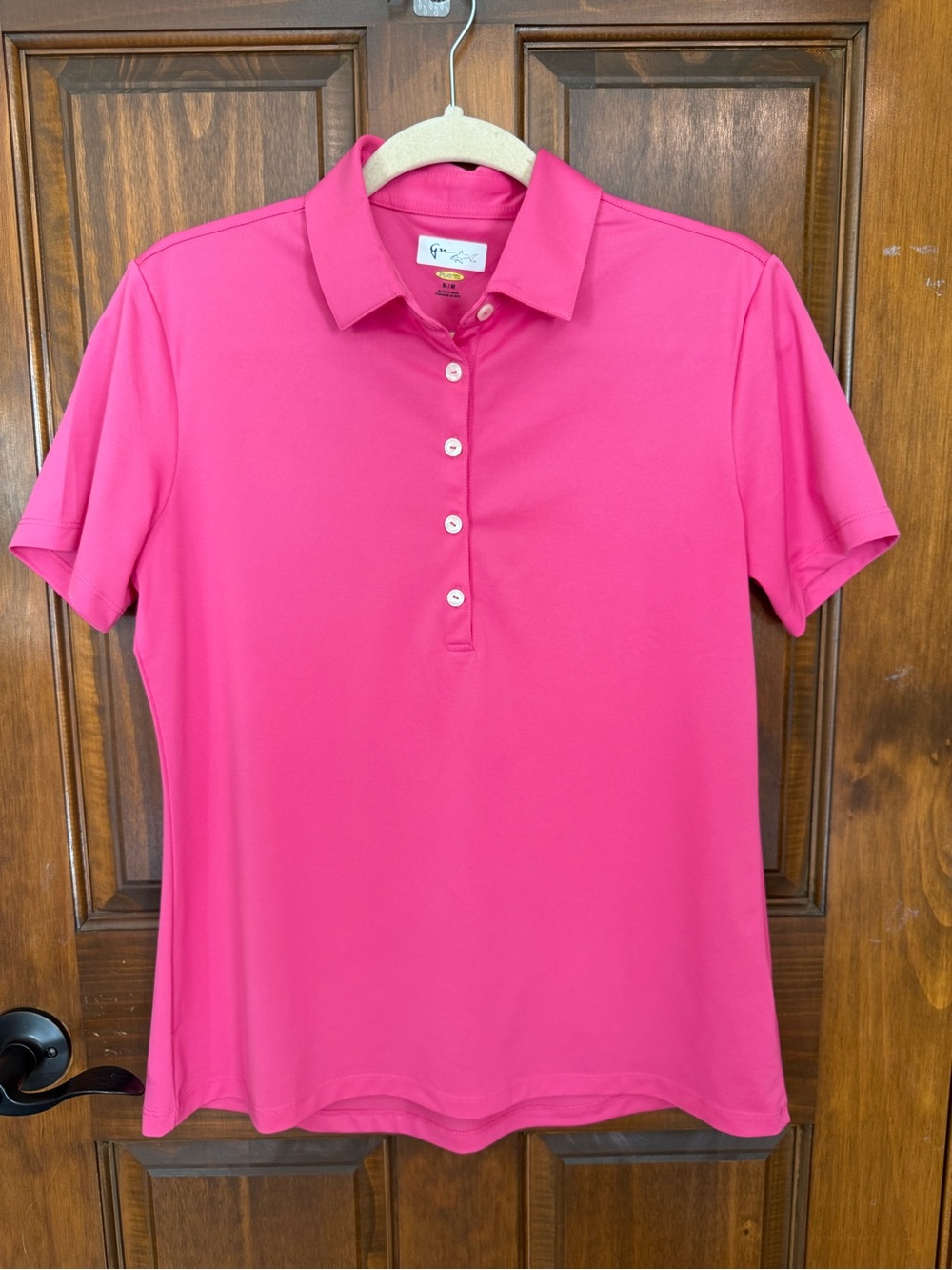 Greg Norman Collection Hot Pink Women's Button-Down Polo Shirt